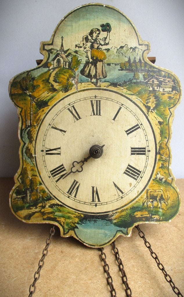 Schwarzwalder Klok~Antieke Zwarte Woud Schildklok~1850-1890, Ophalen of Verzenden