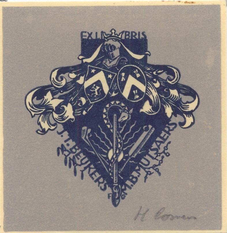 0590 Ex Libris Nederland : Harry Corvers, 1945, Antiek en Kunst, Verzenden