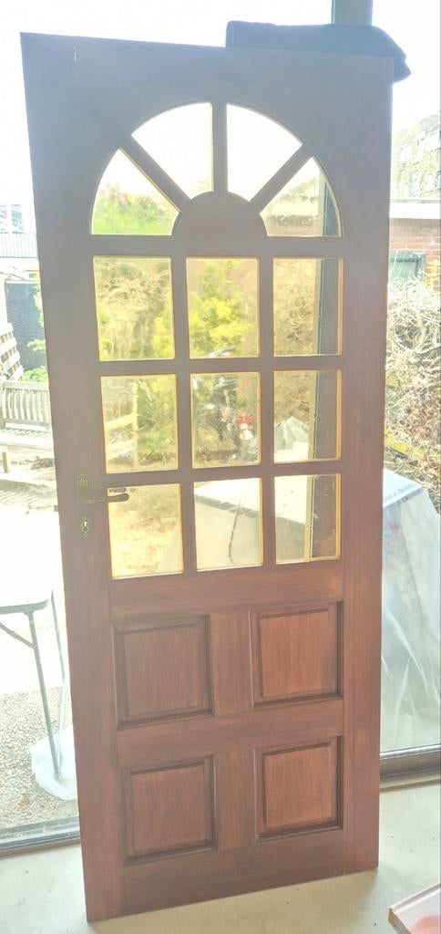 Eikenhouten binnendeur met glas, Ophalen, Gebruikt, Minder dan 80 cm, Binnendeur