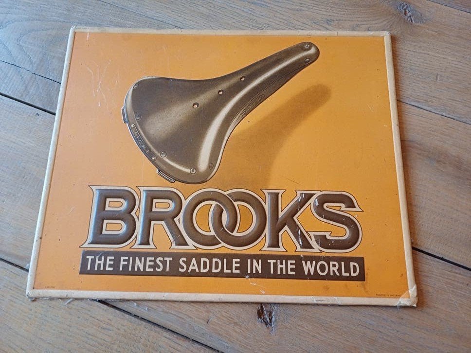 Brooks fiets rijwiel reclamebord, Ophalen of Verzenden, Gebruikt, Reclamebord
