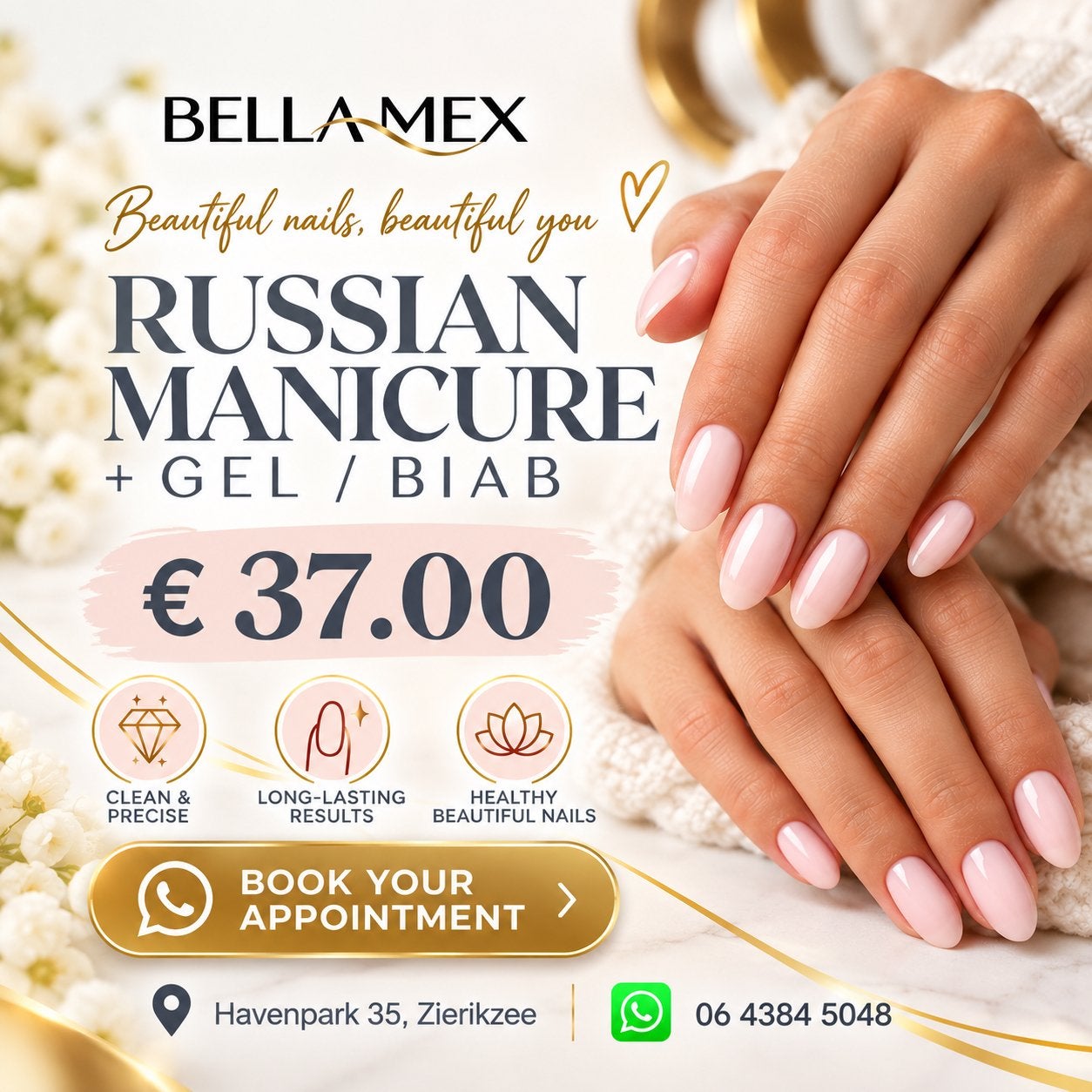 Nails BIAB & Gel + Russian manicure, Ophalen, Wit, Nieuw, Handen en Nagels