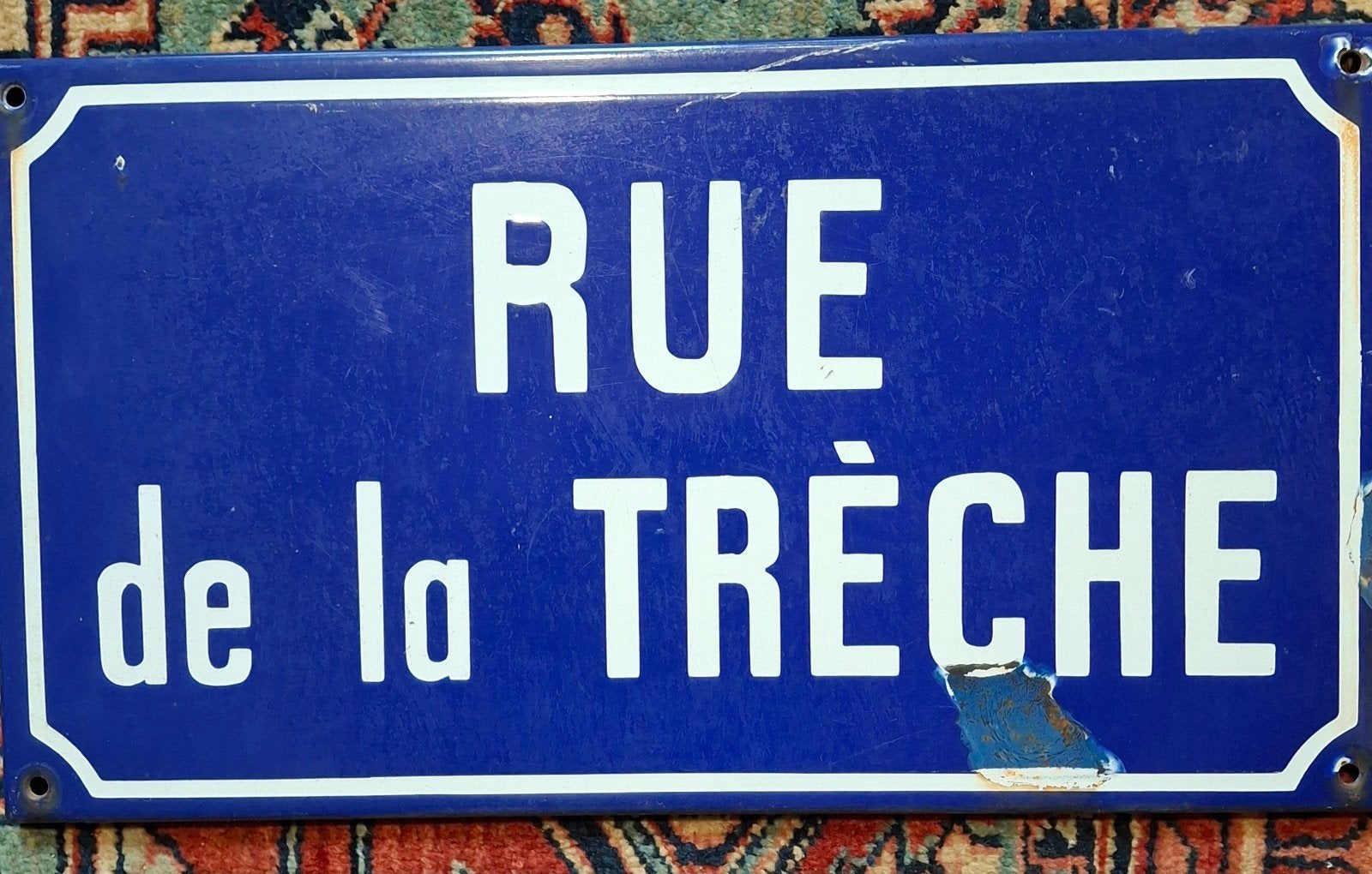 Vintage Frans Emaille Straatnaambord - Rue de la Trèche, Ophalen of Verzenden