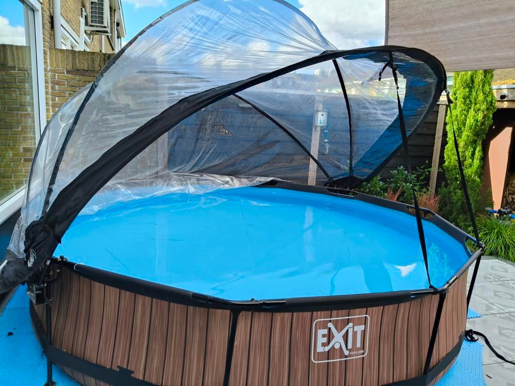 Exit zwembad met gratis overkapping, Tuin en Terras, Zwembaden, Ophalen, Gebruikt, Minder dan 80 cm, Rond