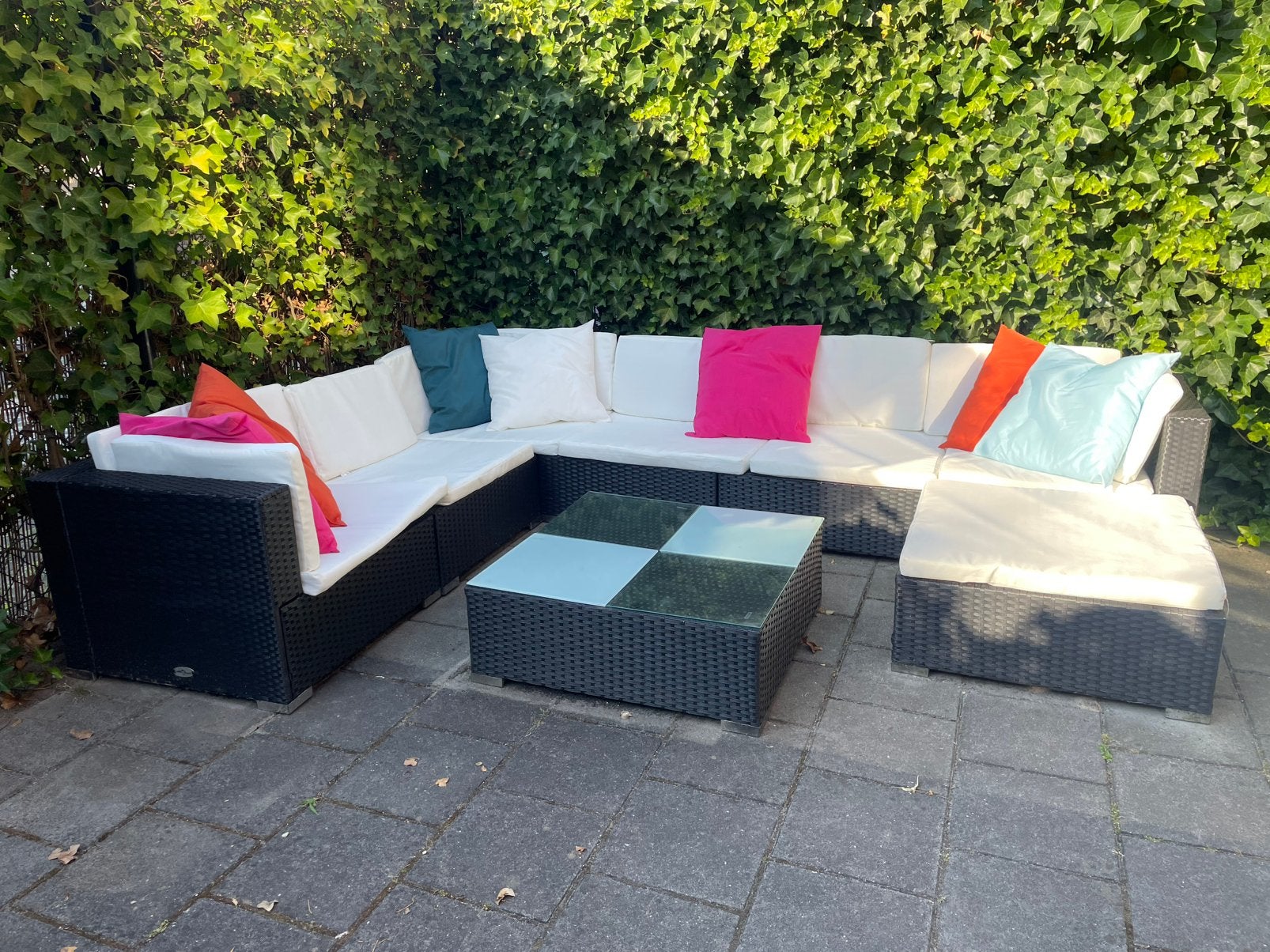 Loungeset rotan inclusief kussens, Ophalen, Gebruikt, Rotan, 6 zitplaatsen