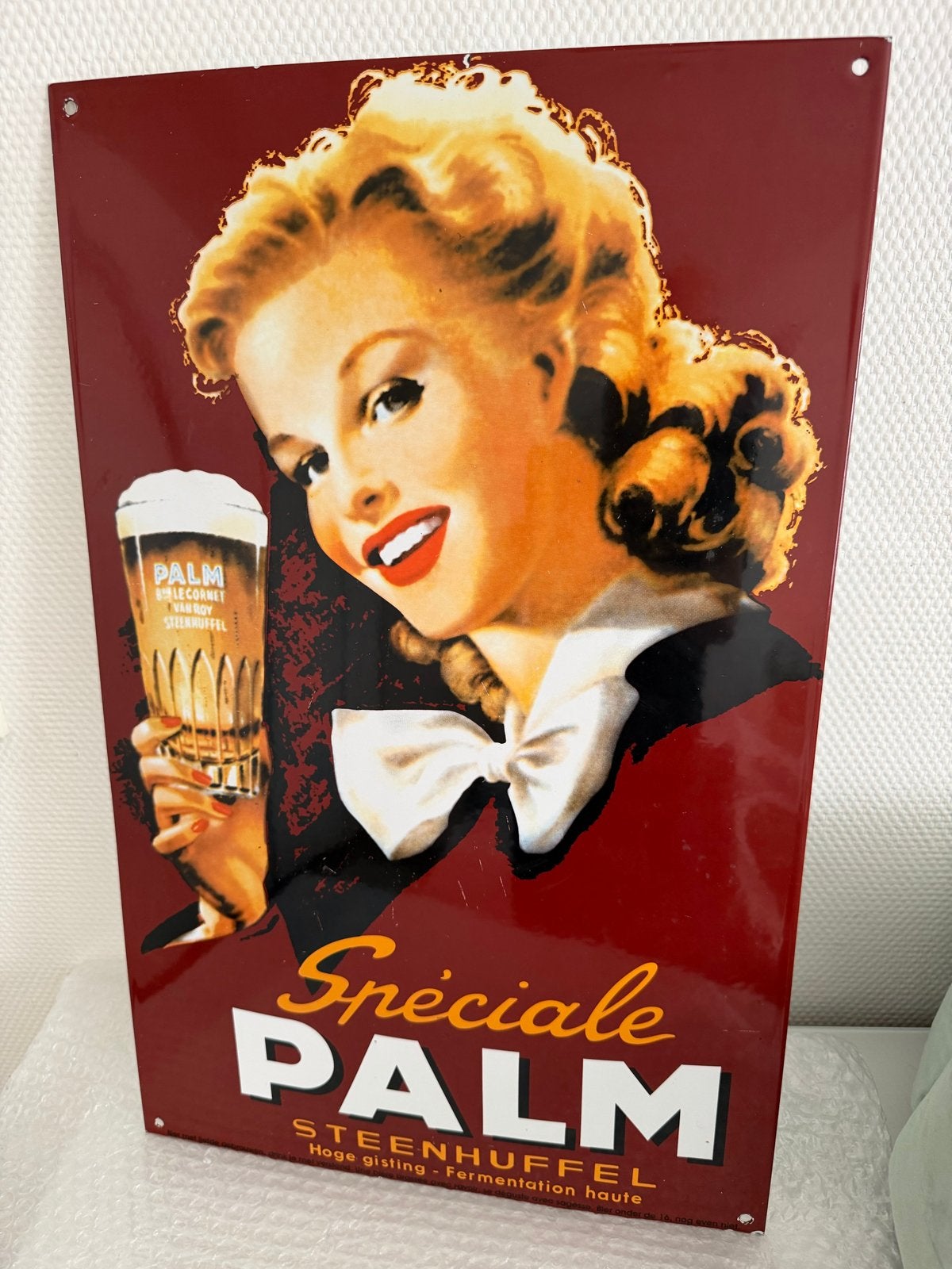 Vintage Palm Bier Emaille Reclamebord - Speciaal Bier, Ophalen of Verzenden