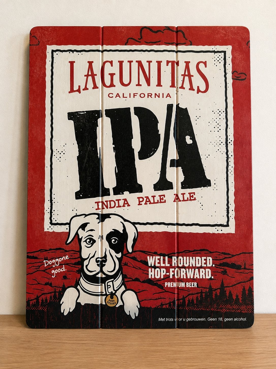 Lagunitas IPA Houten Bord - Decoratief Bierbord, Verzamelen, Ophalen of Verzenden, Gebruikt, Reclamebord, Plaat of Schild, Overige merken