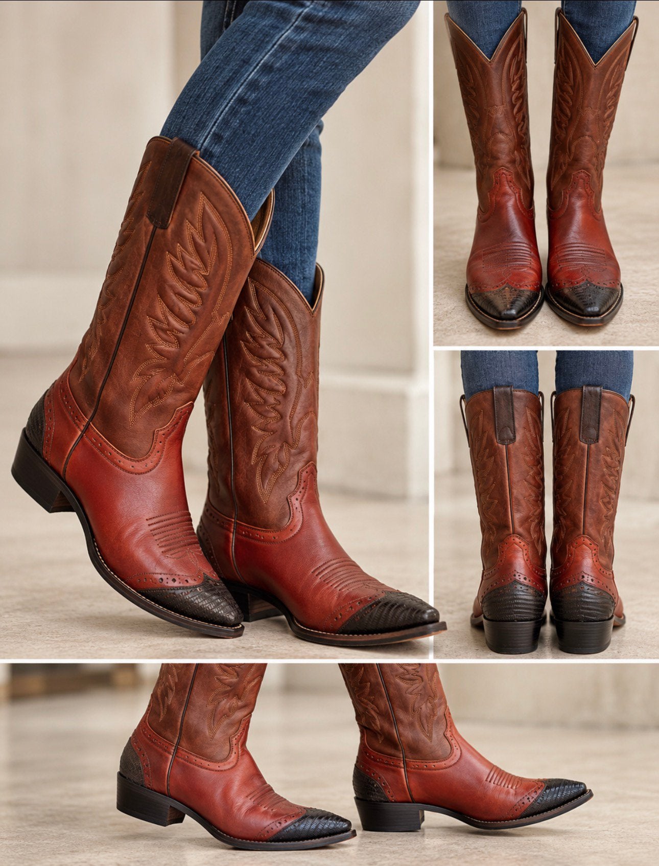 Bijzondere vintage cowboylaarzen  maat 42– Bottes Santiago, Hoge laarzen, Bruin, Ophalen of Verzenden, Zo goed als nieuw