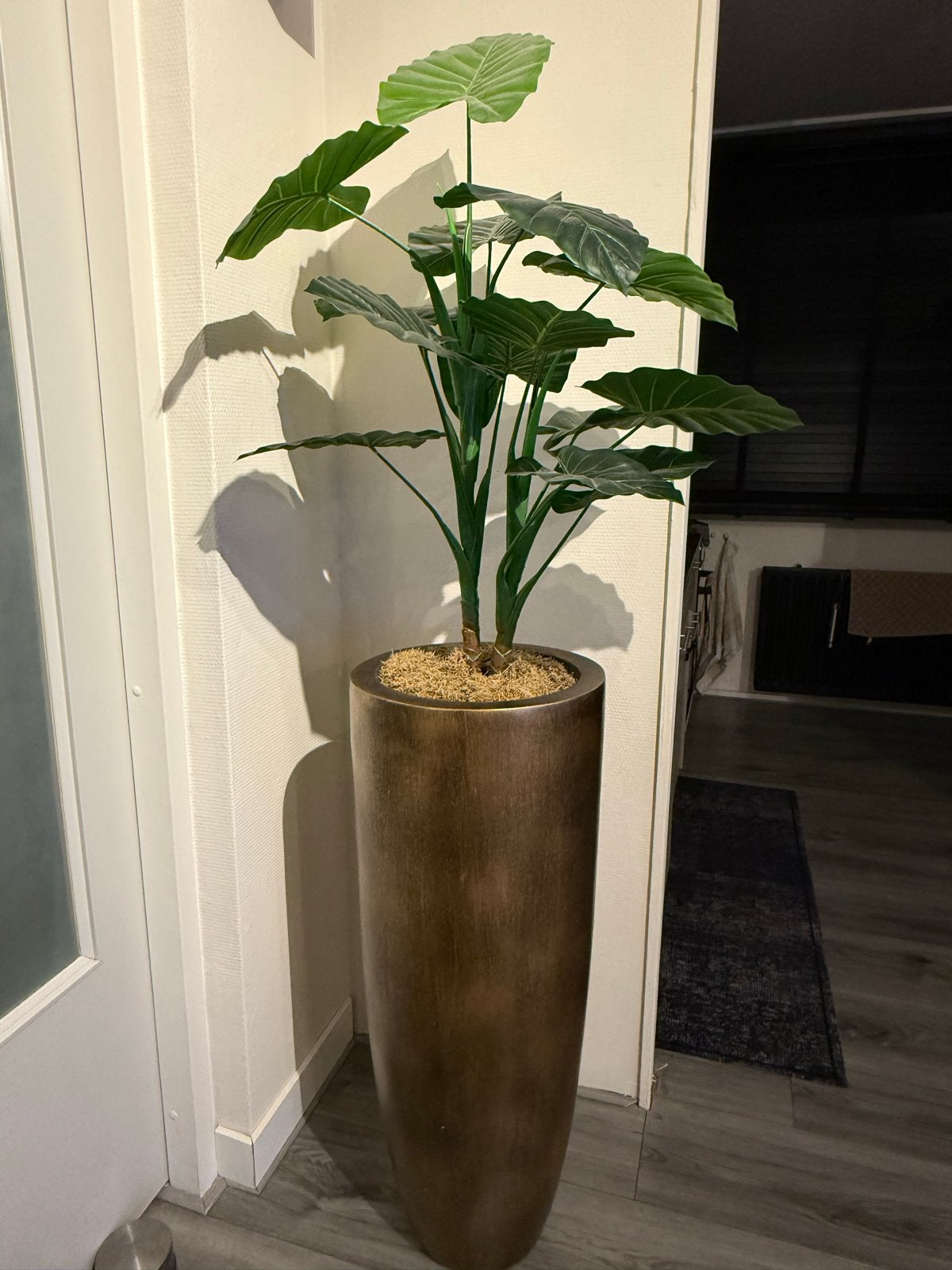 Vloervaas met grote kunstplant - Alocasia, Ophalen, Binnen, Groen, Kunstplant