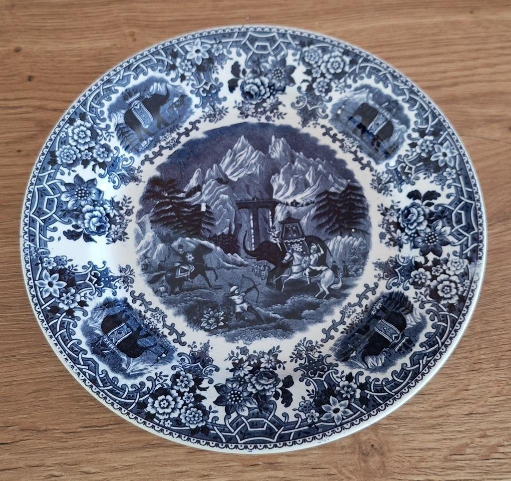 Wandbord Hannibal 23 cm - Blauw-wit decor, Ophalen of Verzenden