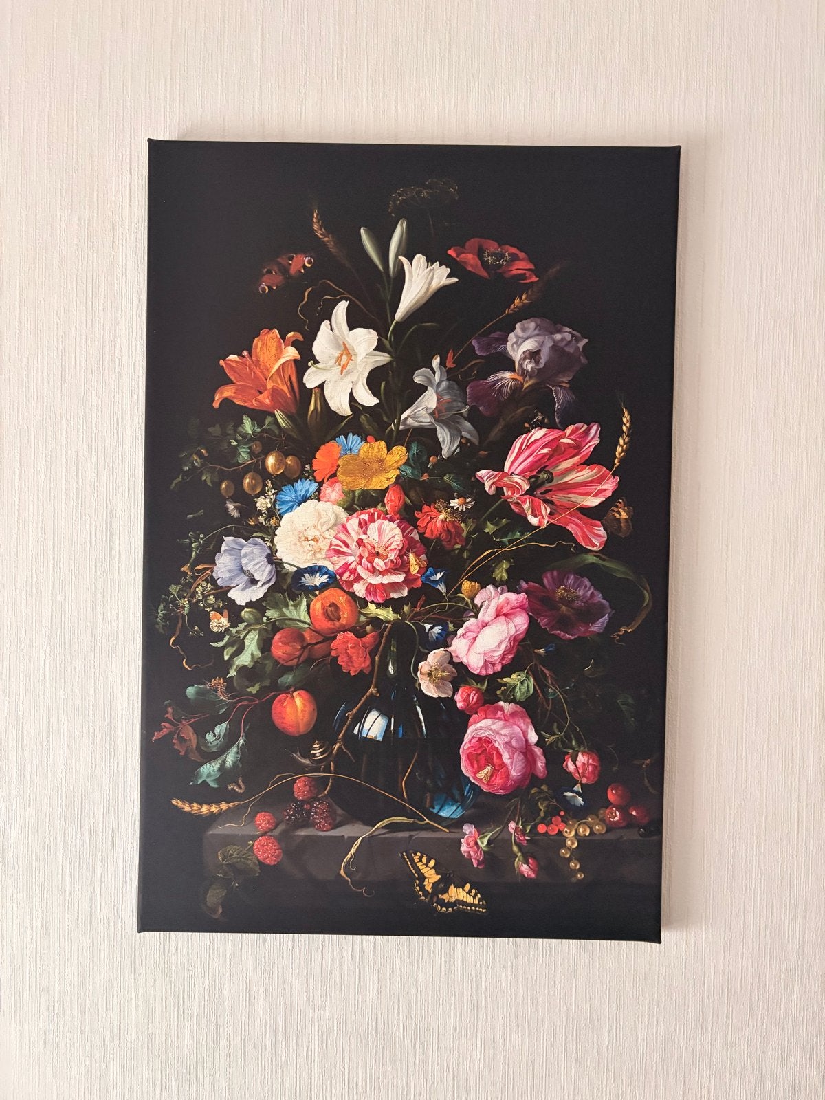 4 schilderijtjes met bloemen., Doek, Stilleven, Ophalen of Verzenden, Handgeschilderd