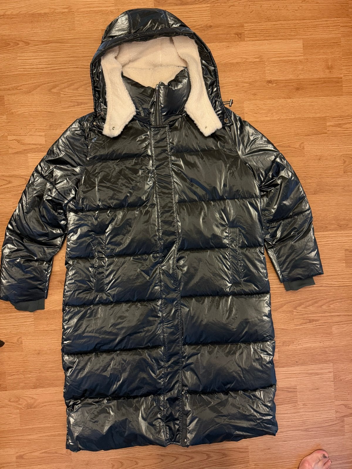 Rino & Pelle metallic gewatteerde jas met teddy voering, Ophalen of Verzenden, Zo goed als nieuw, Maat 46/48 (XL) of groter, Grijs