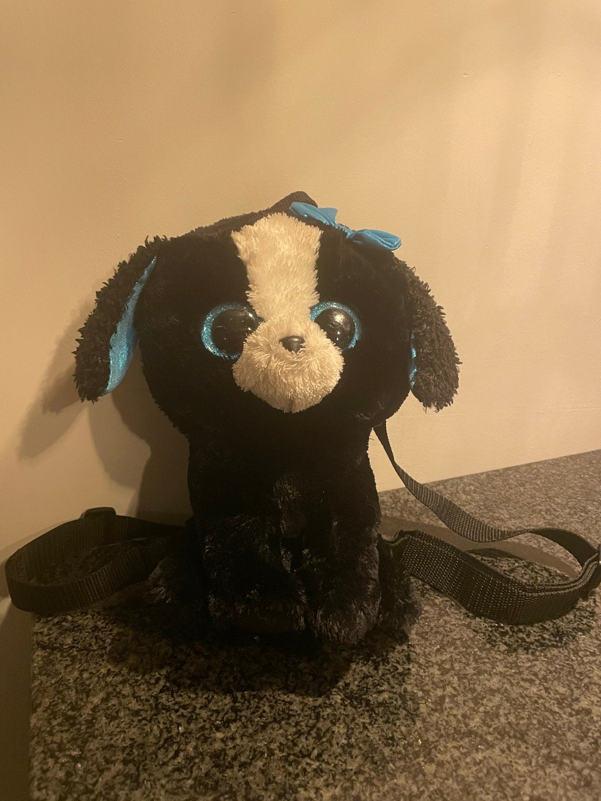 Ty Beanie Boo hondje rugzak knuffel, Zwart, Zo goed als nieuw, Middelgroot (20 tot 80 cm), Rugzakfunctie