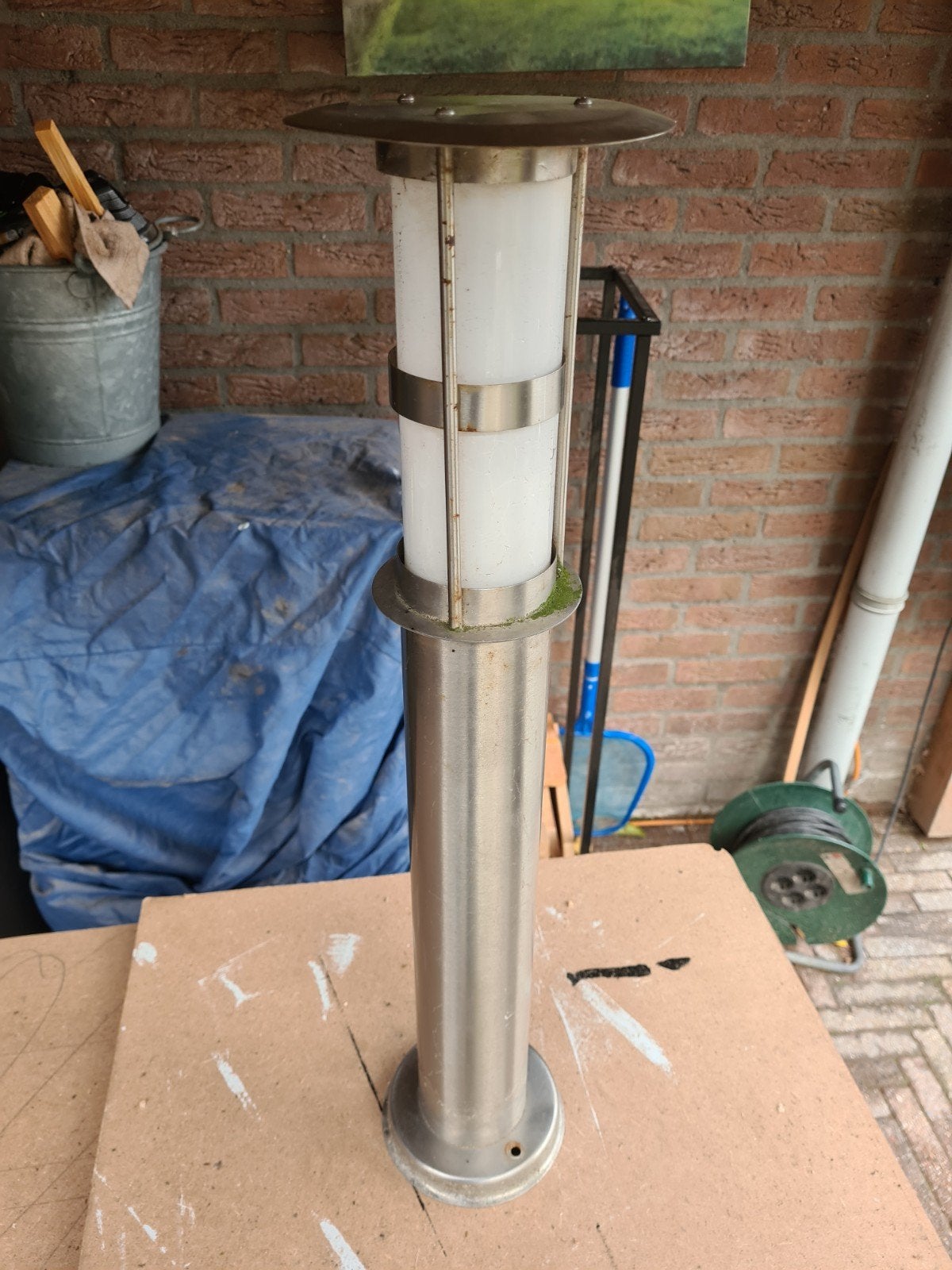 RVS Buitenlampen - Set van 2, Ophalen, Gebruikt, Netvoeding, Rvs