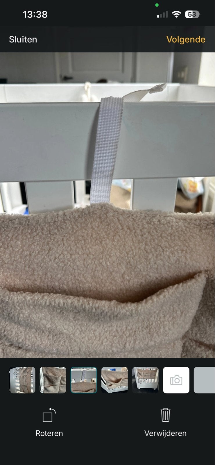 Boxopbergzak - Beige Teddy Stof, Ophalen, Gebruikt