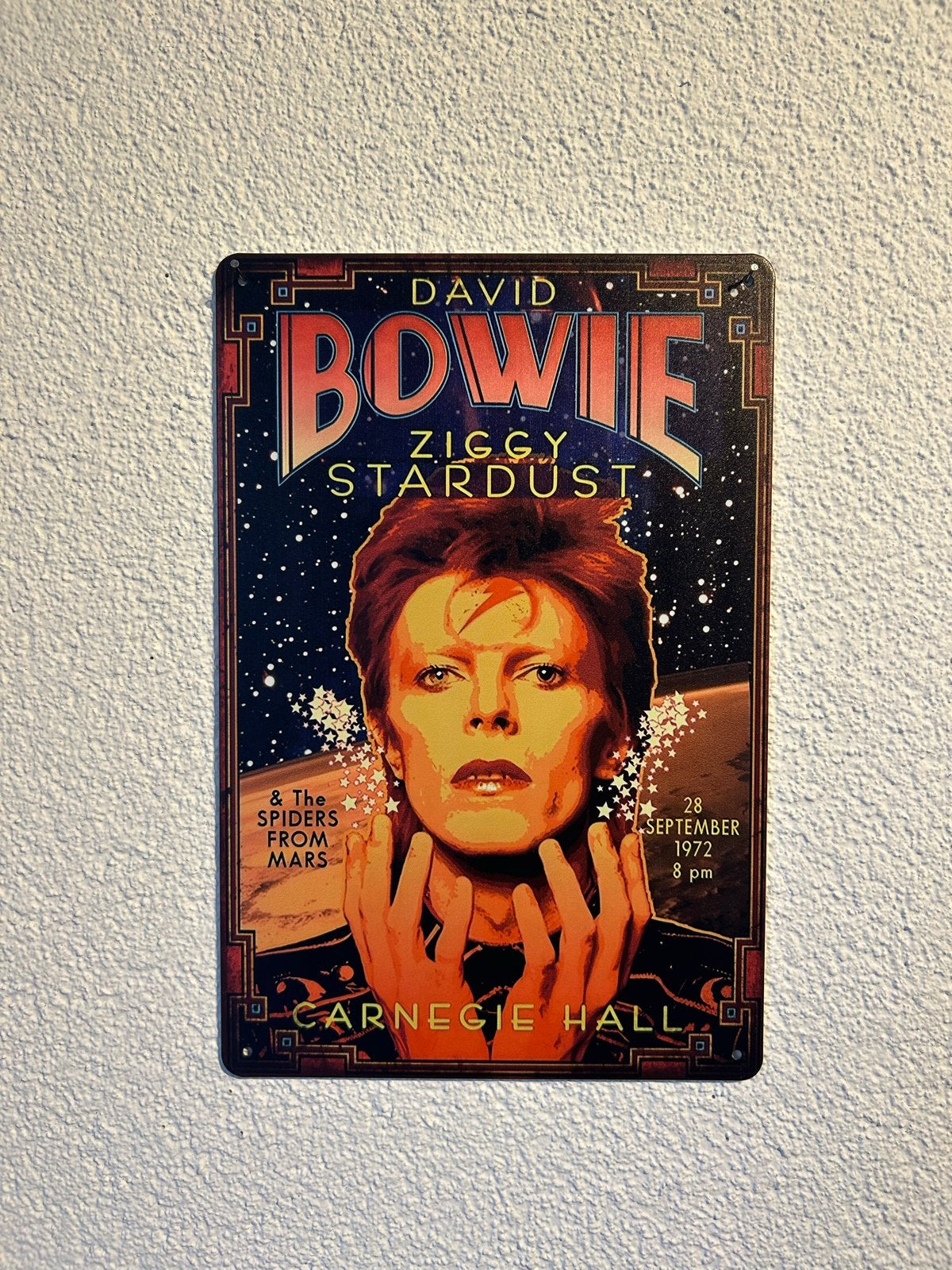 Metal bord David Bowie Ziggy Stardust 20x30 cm, Vintage, Meerkleurig, Nieuw, Ophalen of Verzenden