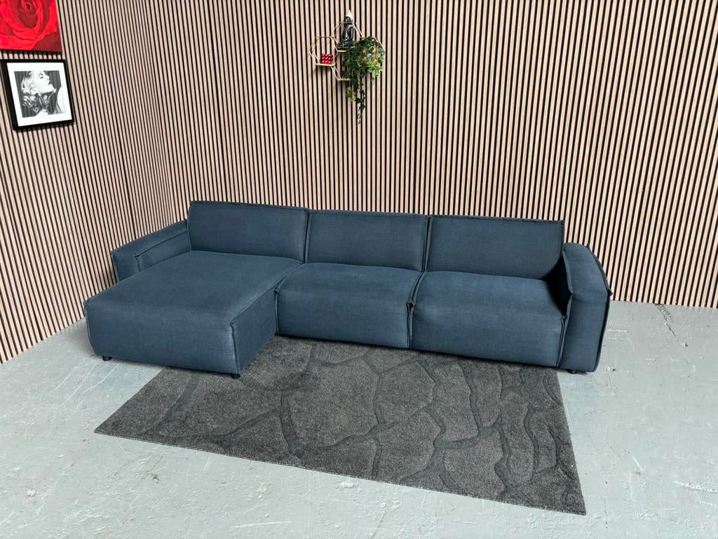 GRATIS LEVERING Loungebank Donkerblauw 330x160 GEREINIGD, Huis en Inrichting, Banken | Bankstellen, Hoekbank, 300 cm of meer, Ophalen of Verzenden