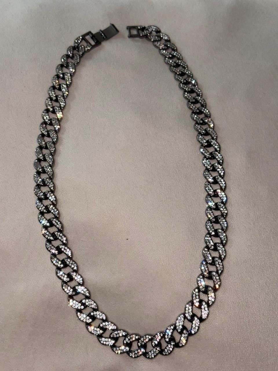 Ice zircon cuban chain necklace., Overige materialen, Zwart, Nieuw, Ophalen of Verzenden