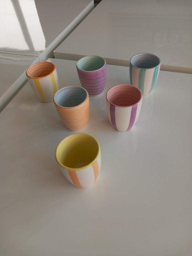 NIEUWE MOKKEN MERK TAVOLA VAN INTRATUIN LEPELTJES -GLAZEN, Nieuw, Ophalen of Verzenden, Overige stijlen, Kop(pen) en/of Schotel(s)