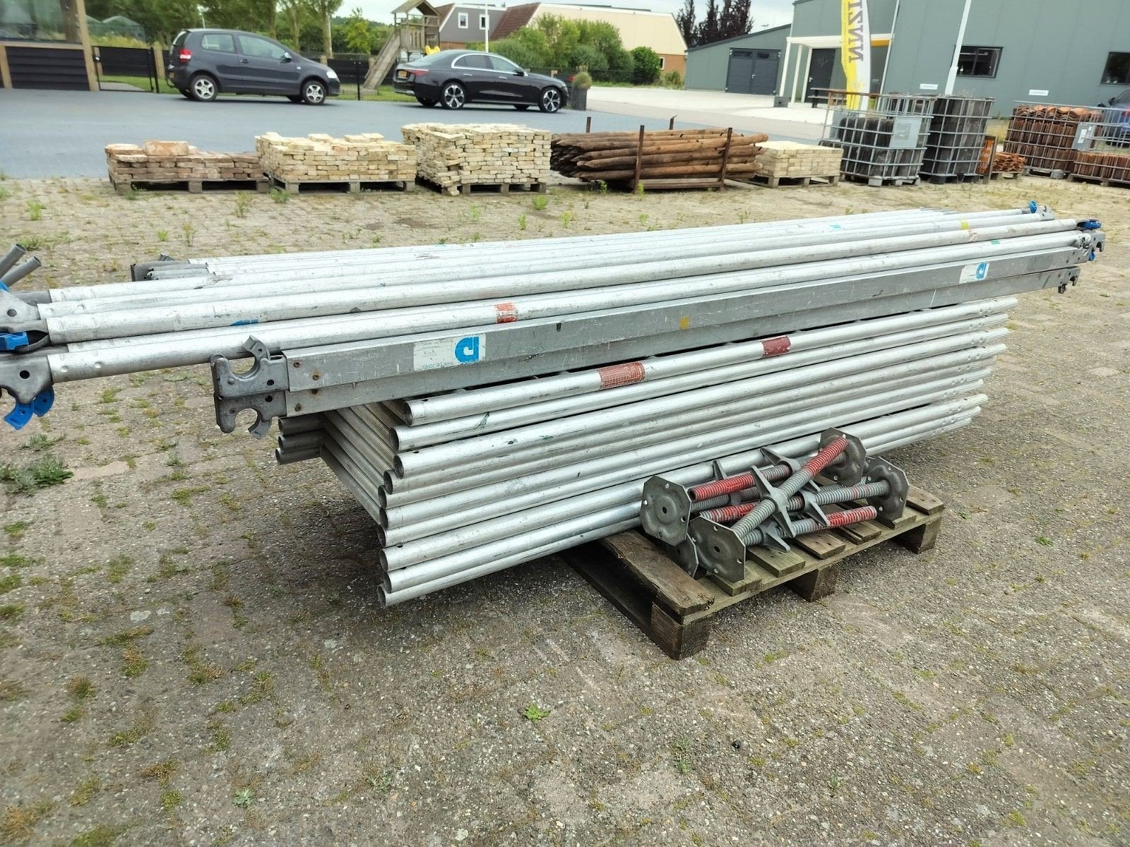 gevel steiger layher, Doe-het-zelf en Verbouw, Ophalen, Gebruikt, Rolsteiger of Kamersteiger, 5 meter of hoger