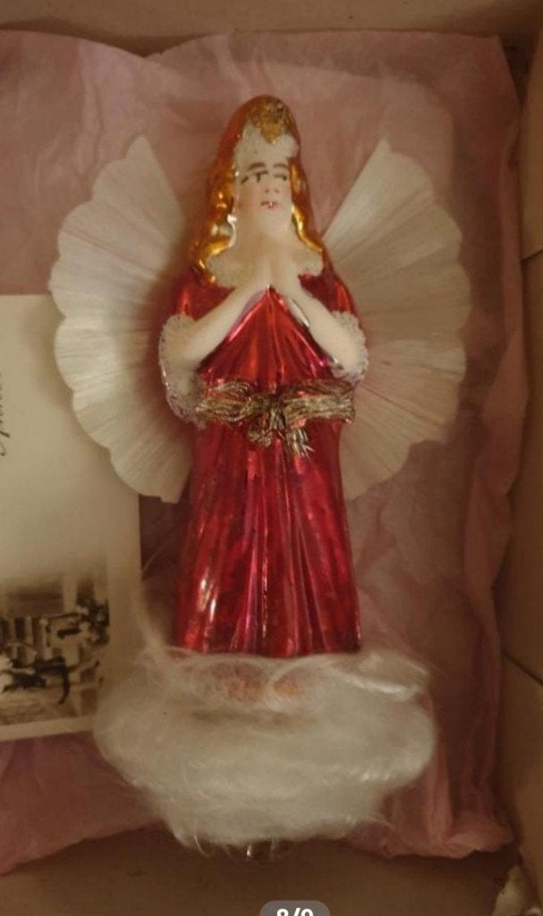 Te koop gevraagd gezocht antieke piek donkerrode engel., Diversen, Ophalen of Verzenden, Gebruikt