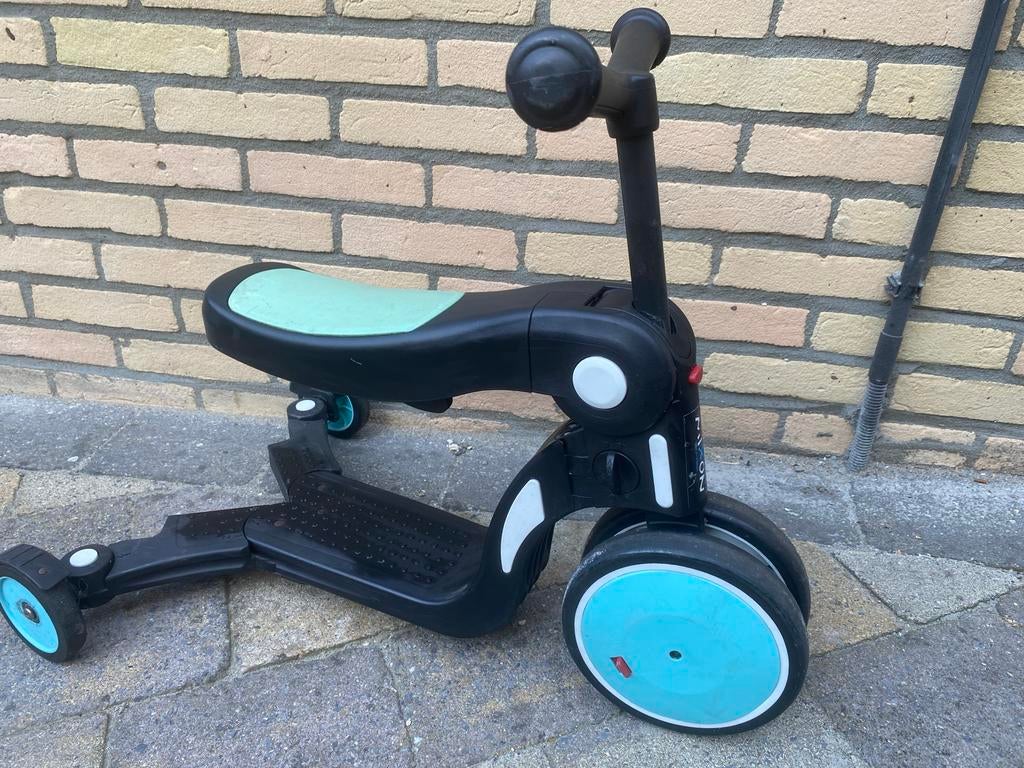Kinderstep 4-in-1 met zitje - Zwart/Mintgroen, Ophalen, Zo goed als nieuw