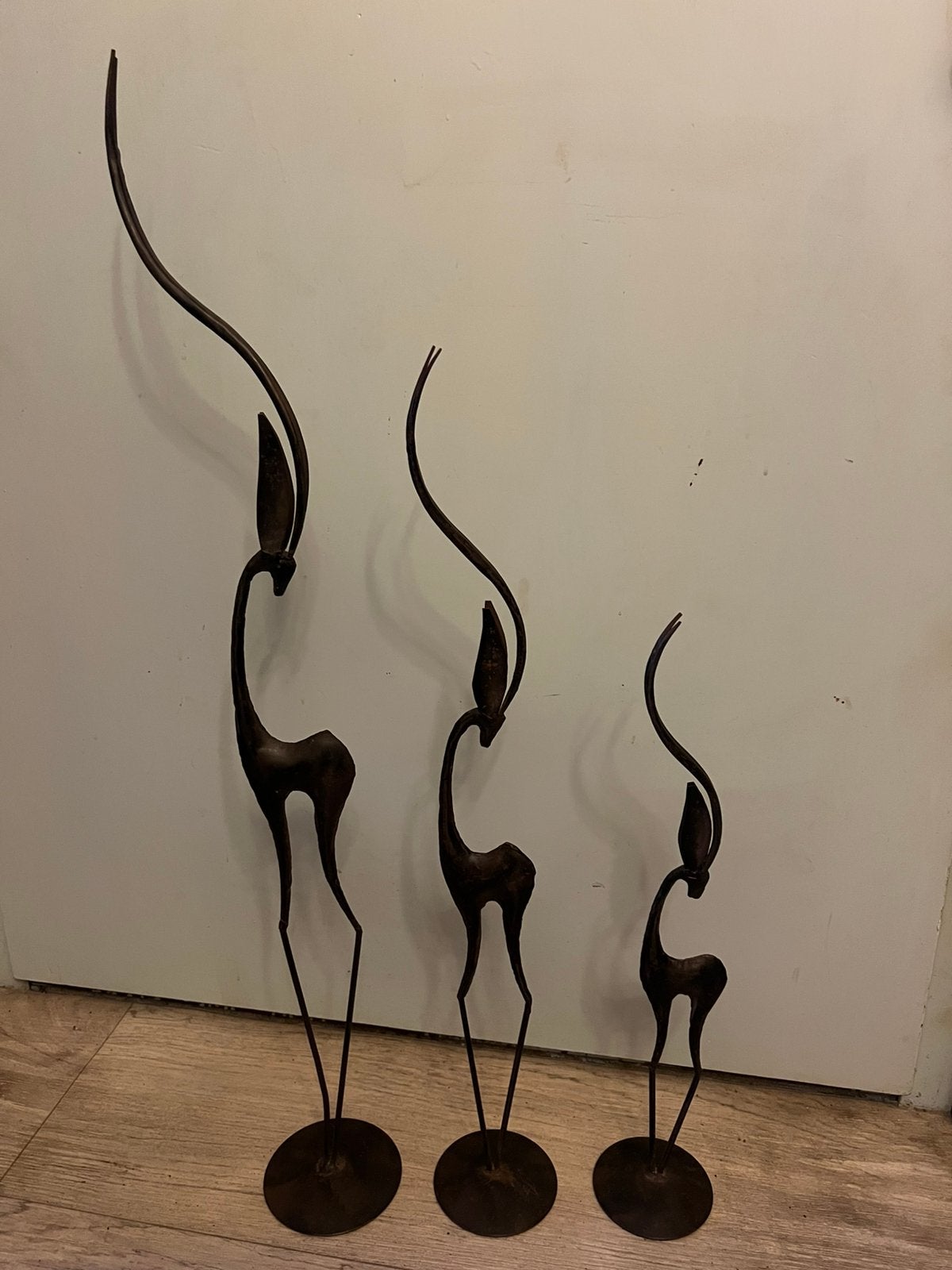 3 Vintage Metalen Dieren Herten / Gazelle / Afrika / India., Ophalen, Object, Metaal, Handgemaakt