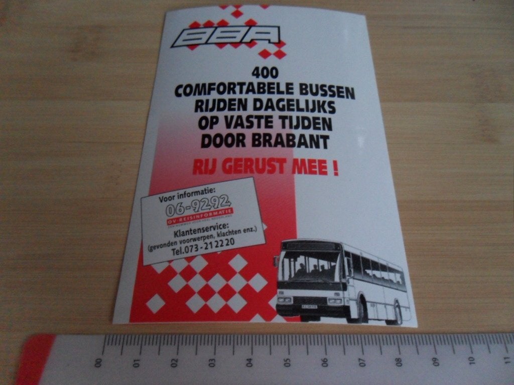 sticker bus stadsbus BBA 400 bussen door brabant *, Verzamelen, Ophalen, Zo goed als nieuw