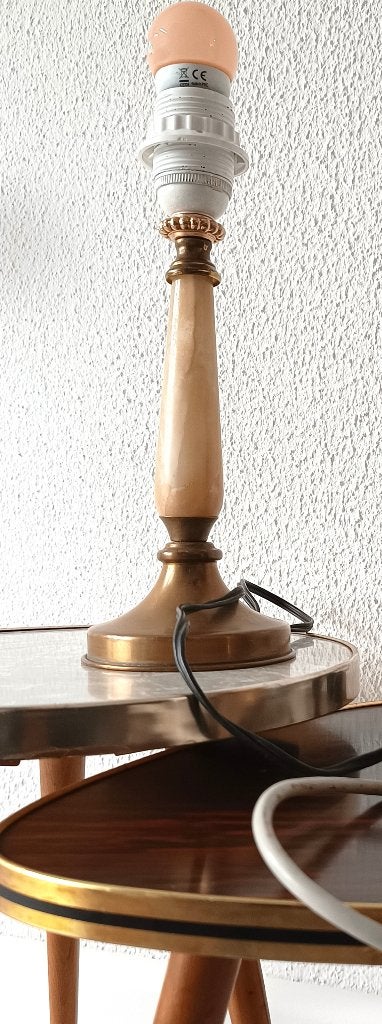 klassieke  vintage tafellamp - lampenvoet (Onyx / Messing ), Glas, Ophalen of Verzenden, Minder dan 50 cm, Gebruikt