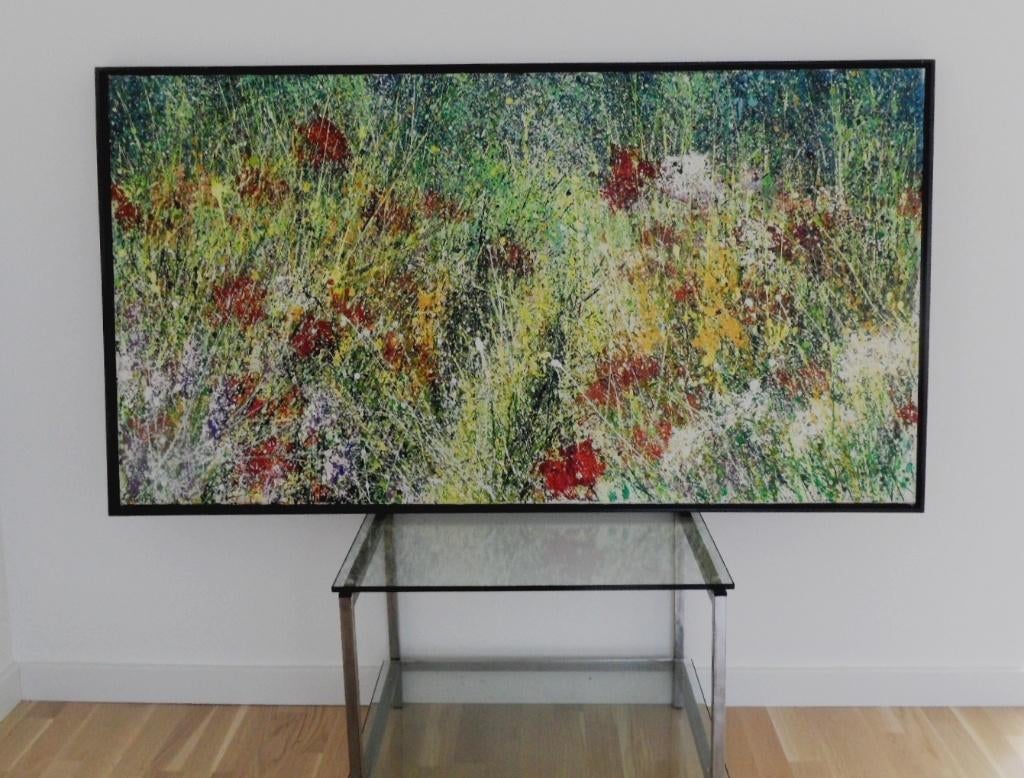 Schilderij-Rudolf-Otto-van-Koert-voetspoor-in-bloemenveld, Antiek en Kunst, Ophalen