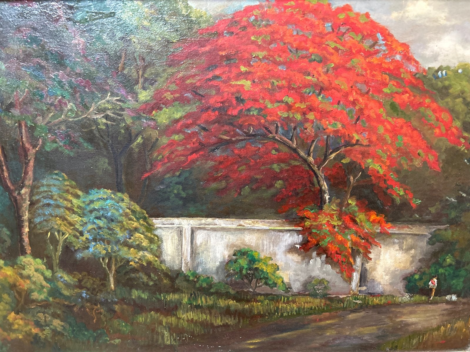 Indonesisch Landschap op Board, Ambonees, jaren '60, Ophalen, Paneel, Realistisch, Landschap