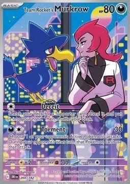 Team rocket's MURKROW 200/182 - DESTINED RIVALS, Ophalen of Verzenden, Nieuw, Losse kaart, Foil
