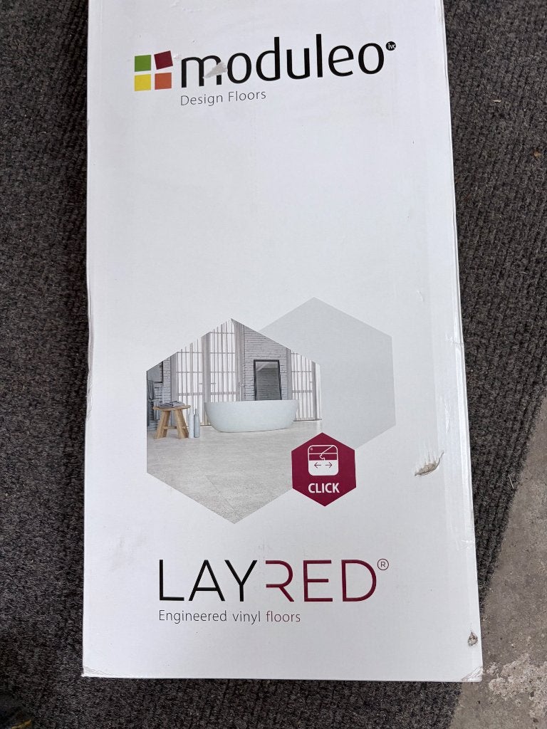 Moduleo LayRed pvc vloer, Huis en Inrichting, Stoffering | Vloerbedekking, Ophalen, Gebruikt, Antraciet met isolatie onderkant