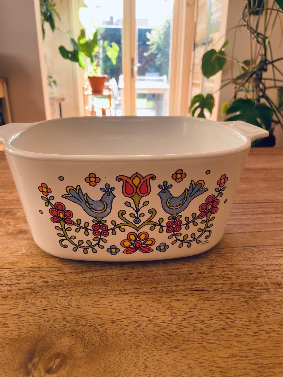 Vintage Pyrex Ovenschaal met Vogelmotief, Ophalen of Verzenden