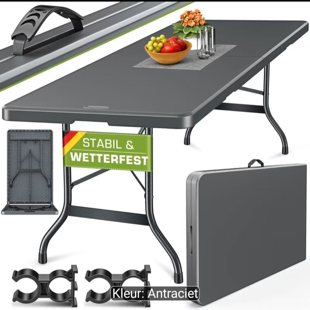 Nieuw, Opvouwbare Campingtafel - Antraciet, Tuin en Terras, Ophalen