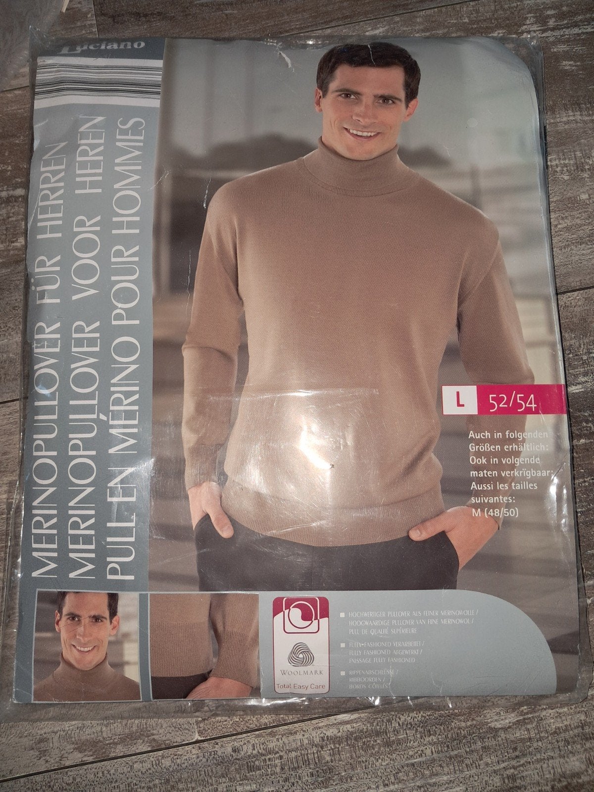 Luciano Merinopullover voor heren - Maat L (52/54), Kleding | Heren, Maat 52/54 (L), Beige, Nieuw, Ophalen of Verzenden