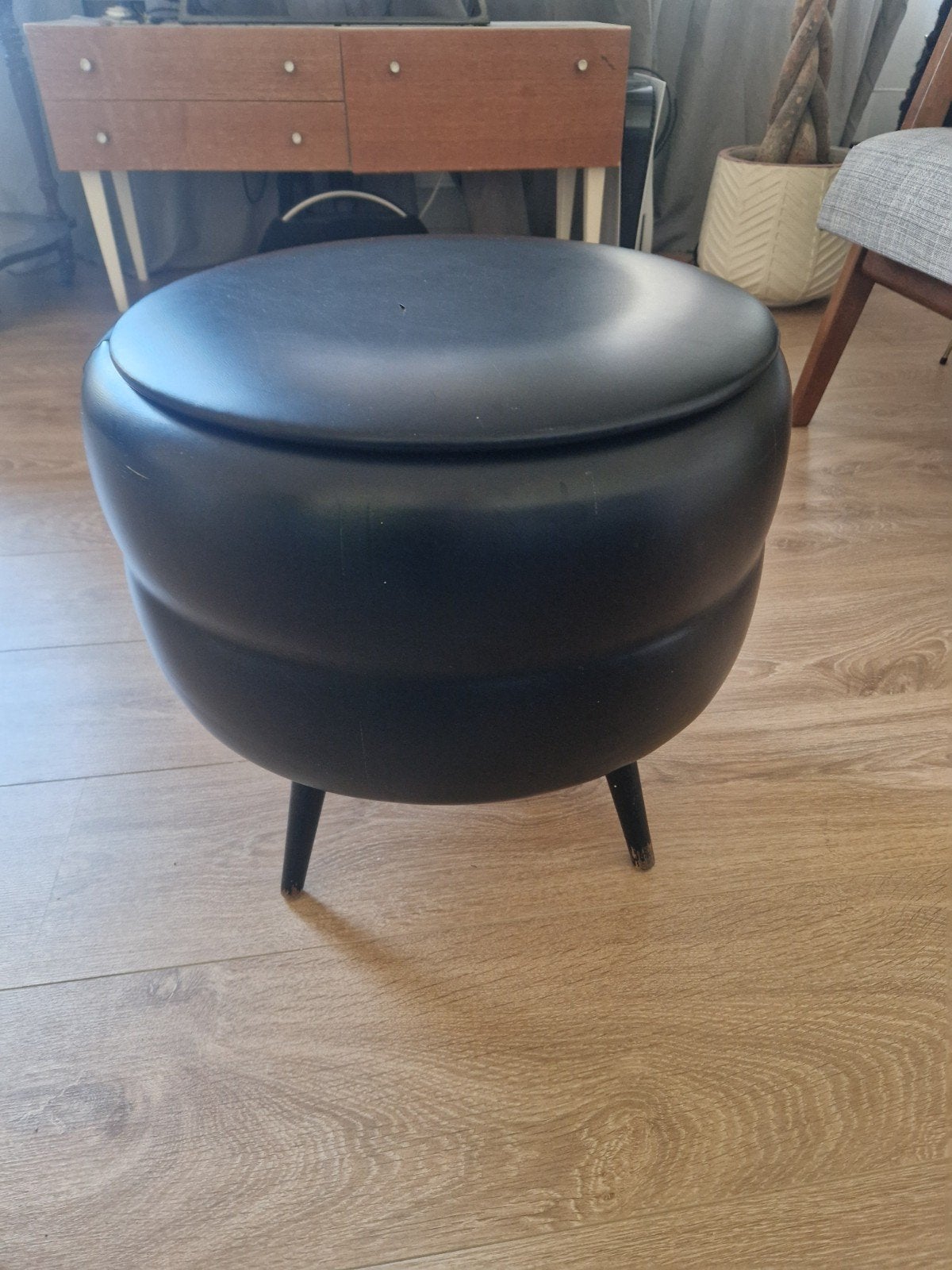 vintage poef, Ophalen, Minder dan 50 cm, Gebruikt, Rond