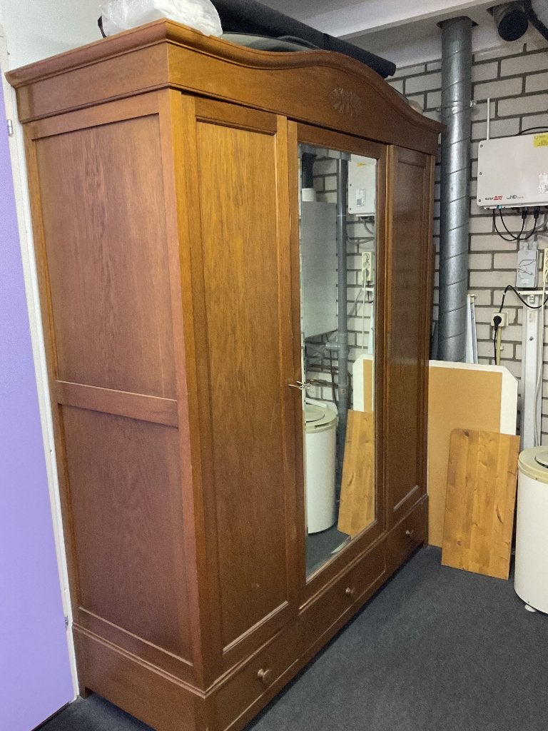 Eiken 3 deurs hang-leg kast bouwjaar 1920, Ophalen, Gebruikt, 50 tot 75 cm, 150 tot 200 cm