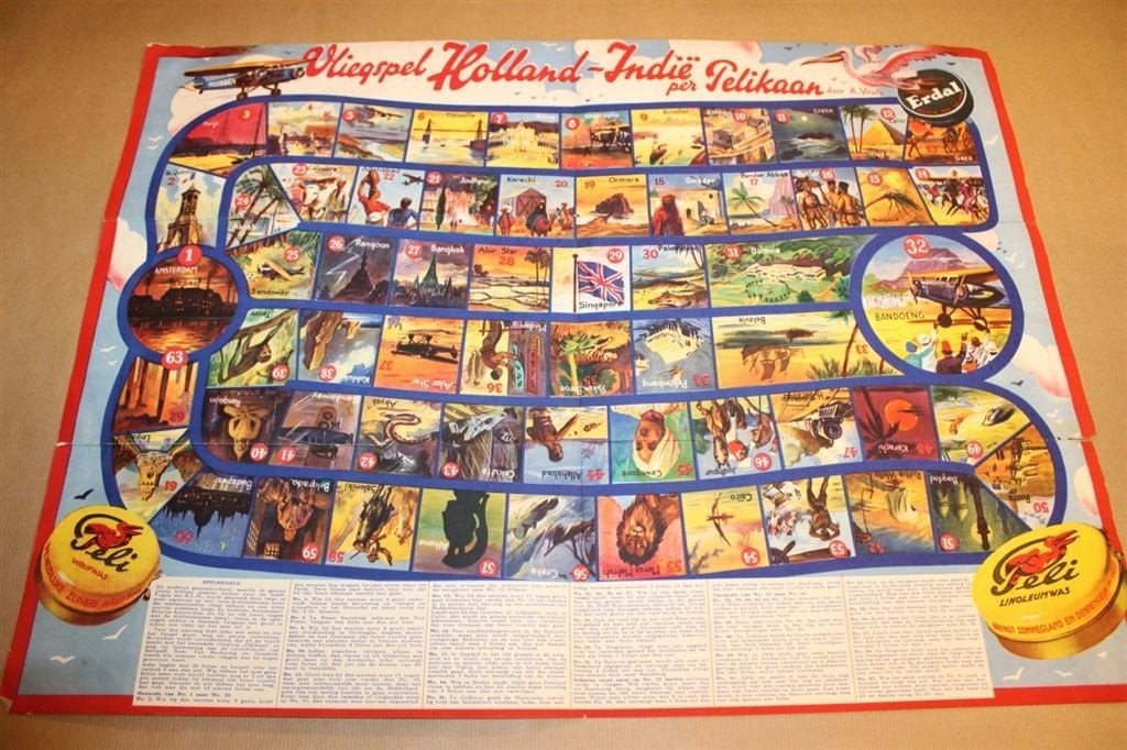 Vliegspel Holland-Indië per Pelikaan - 1934 !!, Ophalen of Verzenden