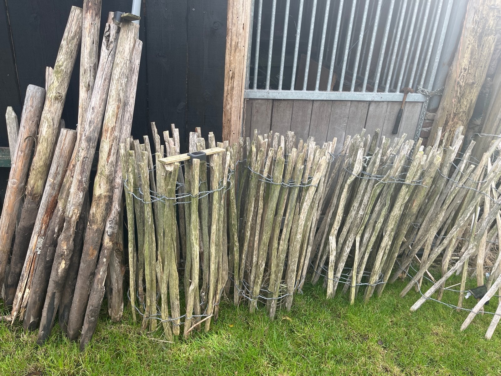 Kastanjehekwerk 90 cm hoog, 5 meter lang, Ophalen, Gebruikt, Hout, Tuinhek