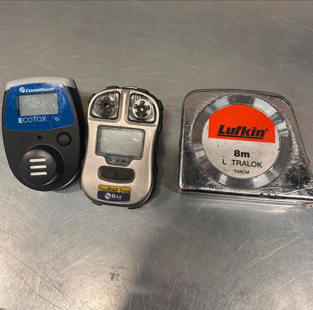 Consilium ECOTOX O2, ToxiRAE 3 H2S en Lufkin meetlint, Ophalen of Verzenden, Gebruikt, Overige meters