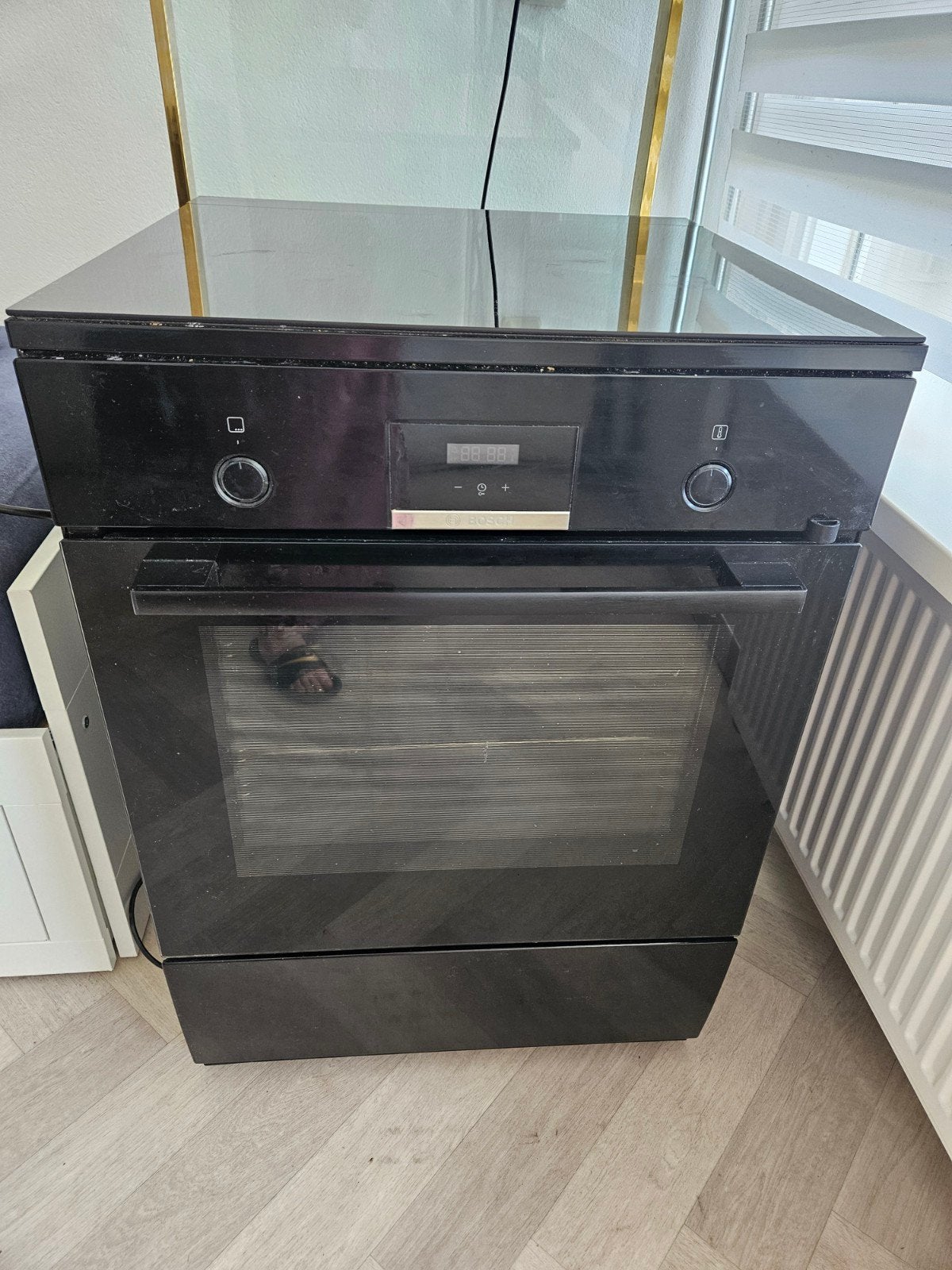 Zwart Inductiefornuis met Oven, Ophalen, Gebruikt, 4 kookzones, Inductie
