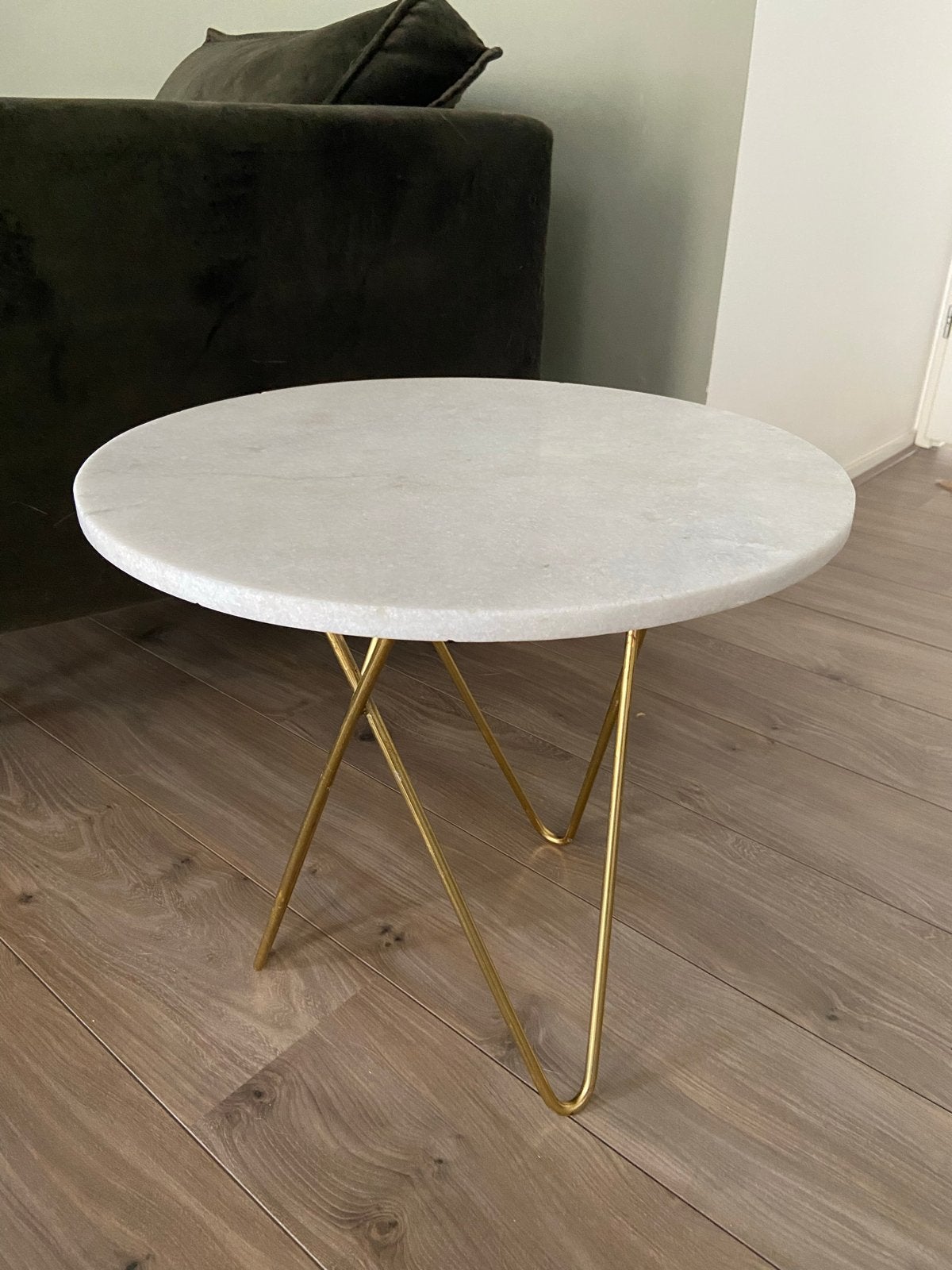 Marmeren Bijzettafel/Salontafel Sissy-Boy Messing Onderstel, Overige materialen, Minder dan 55 cm, Gebruikt, Rond