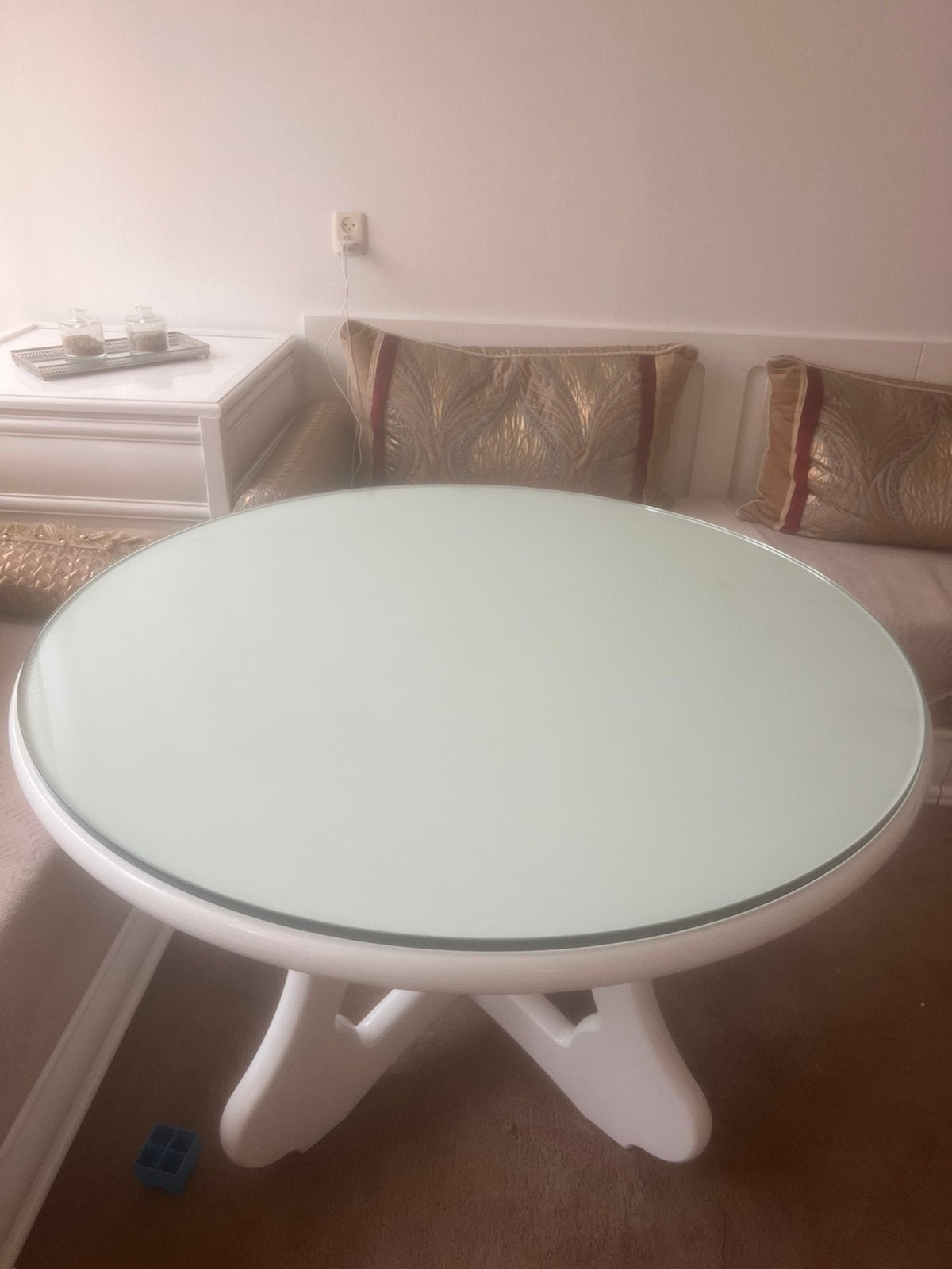 Glasplaat ronde tafel, 100 tot 150 cm, Rond, Zo goed als nieuw, 50 tot 100 cm