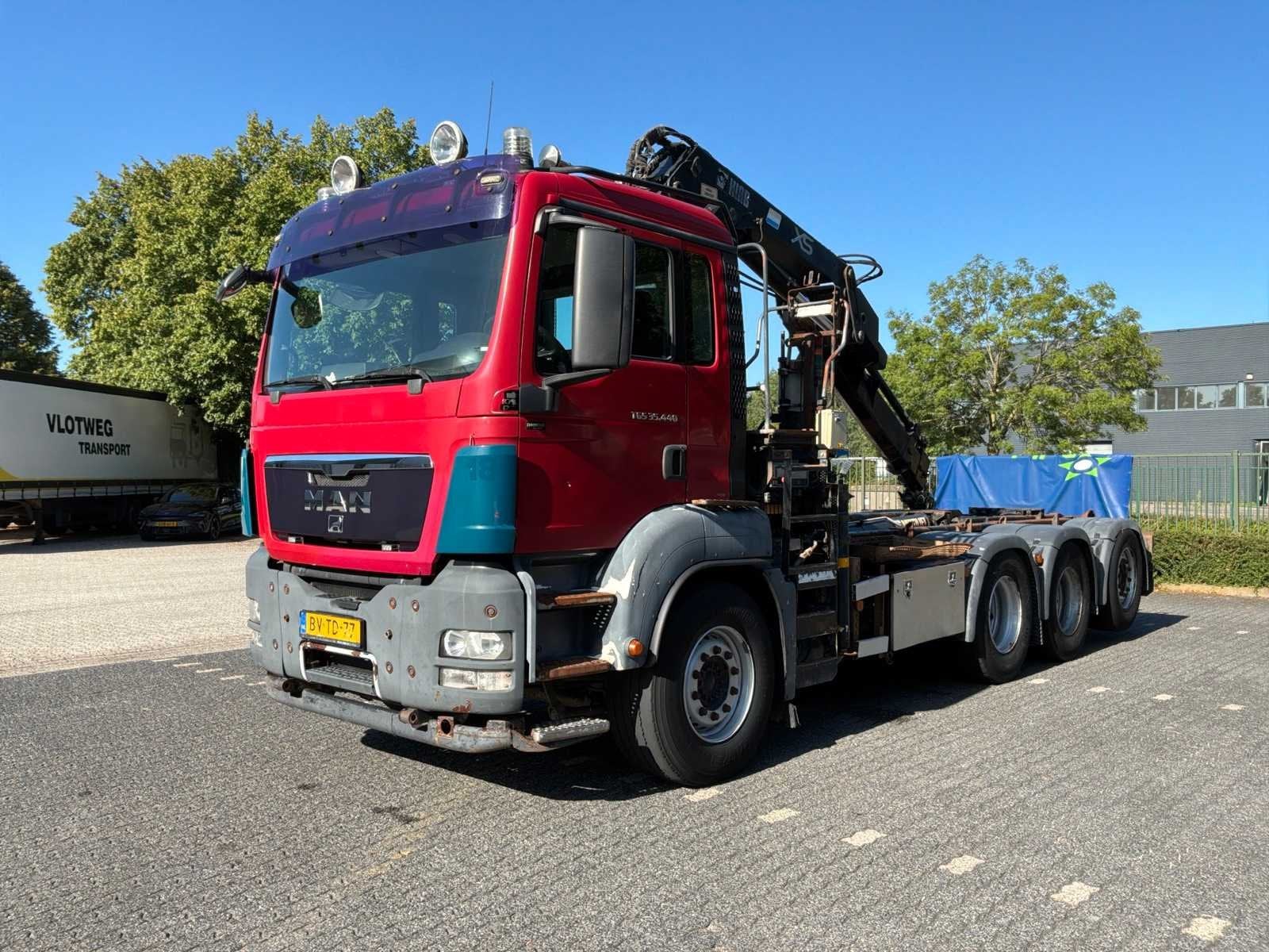 2009 MAN TGS 35.440 8X4-4 BL vrachtwagen met autolaadkraan, Origineel Nederlands, Bedrijf, 2 stoelen, 441 pk