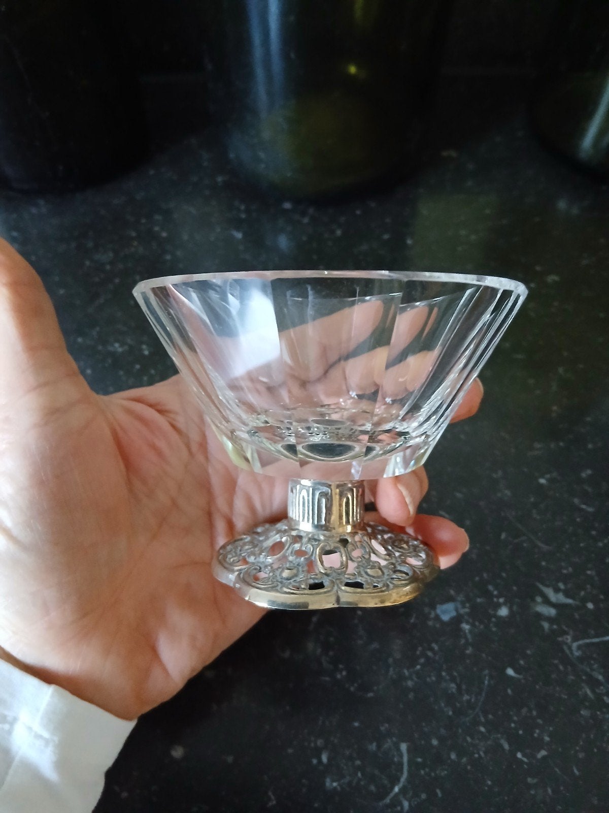 antieke suiker of bonbon schaal op zilver voet, Verzenden