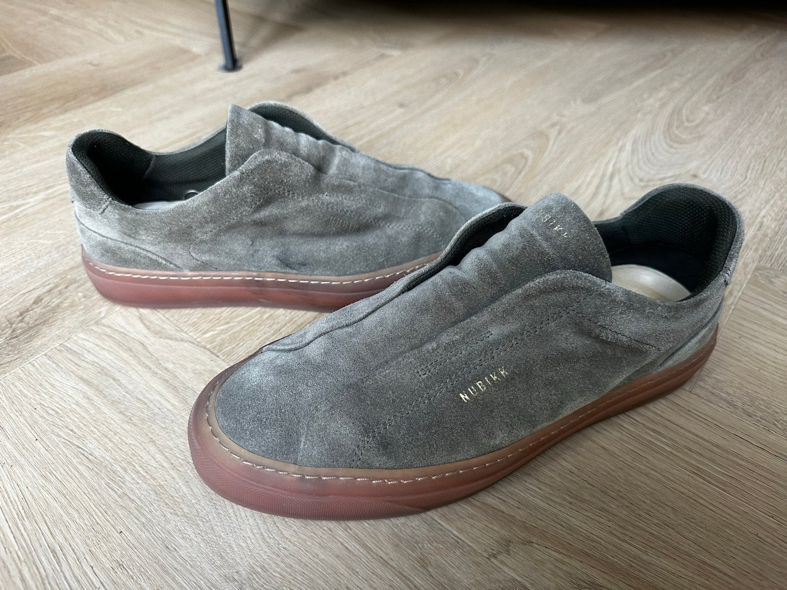 Nubikk instappers suède grijs/groen, zo goed als nieuw, Ophalen of Verzenden, Zo goed als nieuw, Overige kleuren, Loafers
