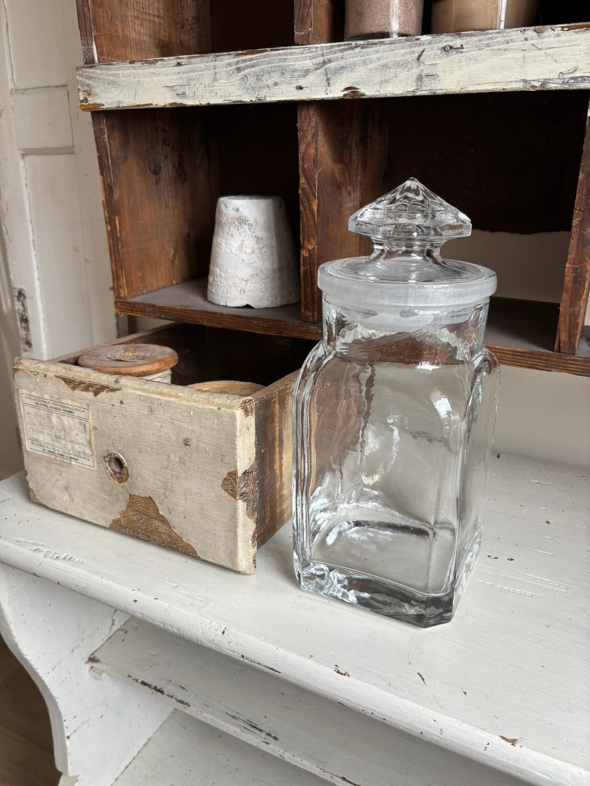 Oude glazen snoeppot | brocante, Antiek en Kunst, Ophalen