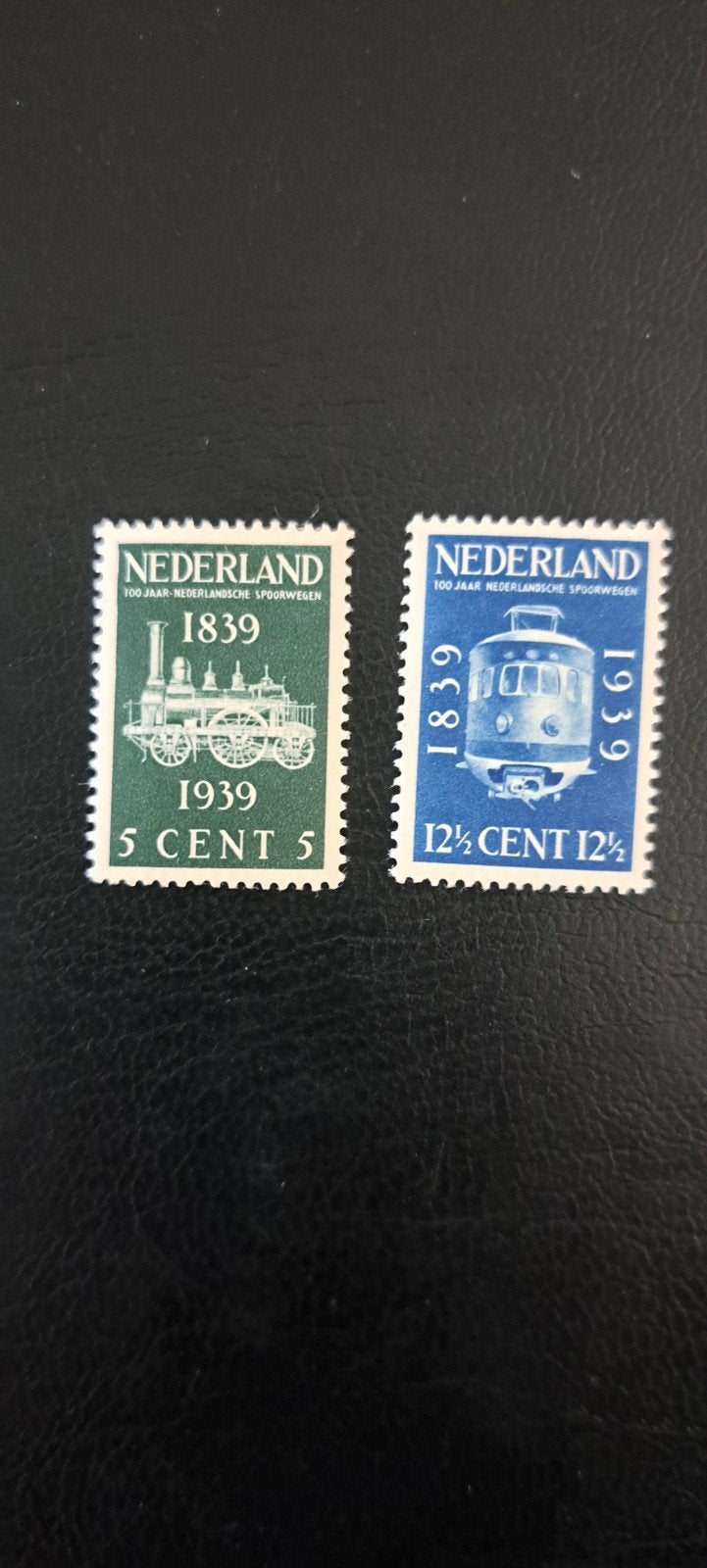 Serie 100 jaar Spoorwegen Postfris met iets plak. 1939 ., Postzegels en Munten, Ophalen of Verzenden