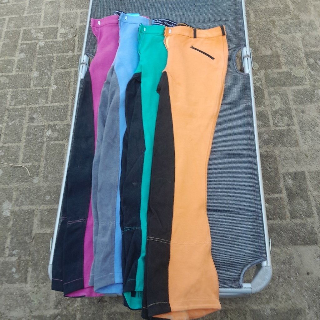 jodphur rijbroek crazy rider oranje roze groen 40 42, Dieren en Toebehoren, Paardrijkleding, Gebruikt, Overige merken, Ophalen of Verzenden