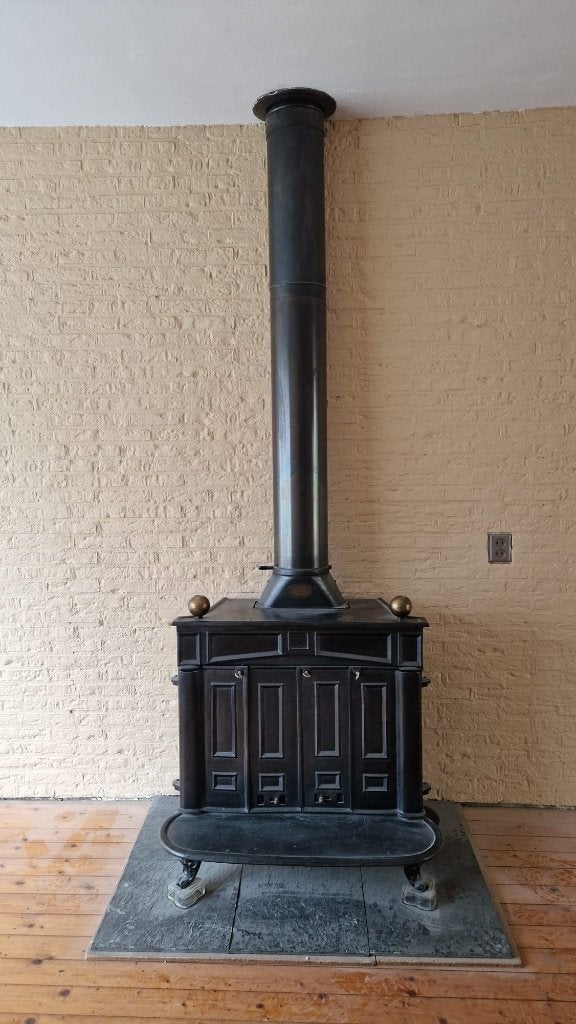 Vintage Ben Franklin gietijzeren openhaard, Ophalen, Gebruikt, Vrijstaande haard, Houthaard